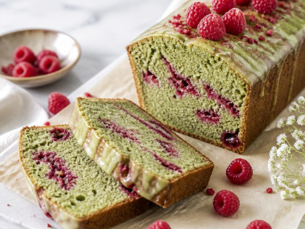 Matcha Raspberry Yogurt Loaf